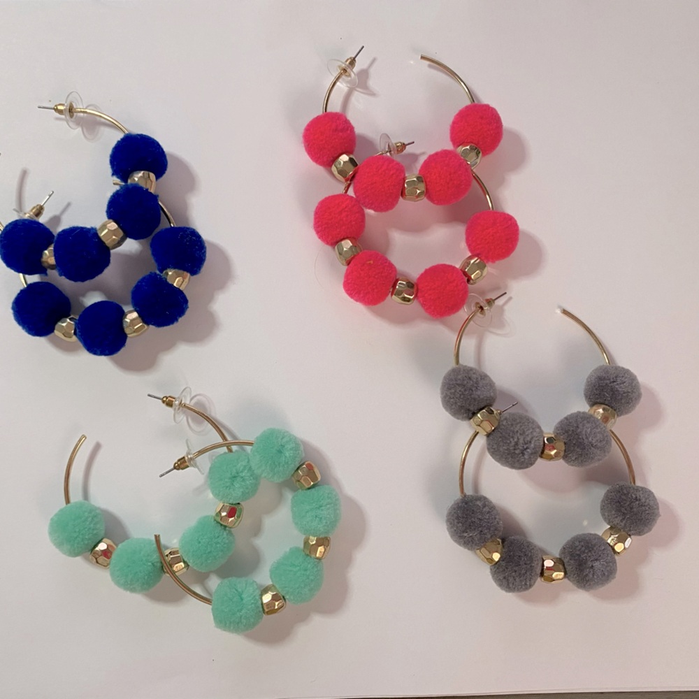 Earrings - 4 pair - 2”x2” in size - NWOT blue, hot pink, mint green, gray w/gold